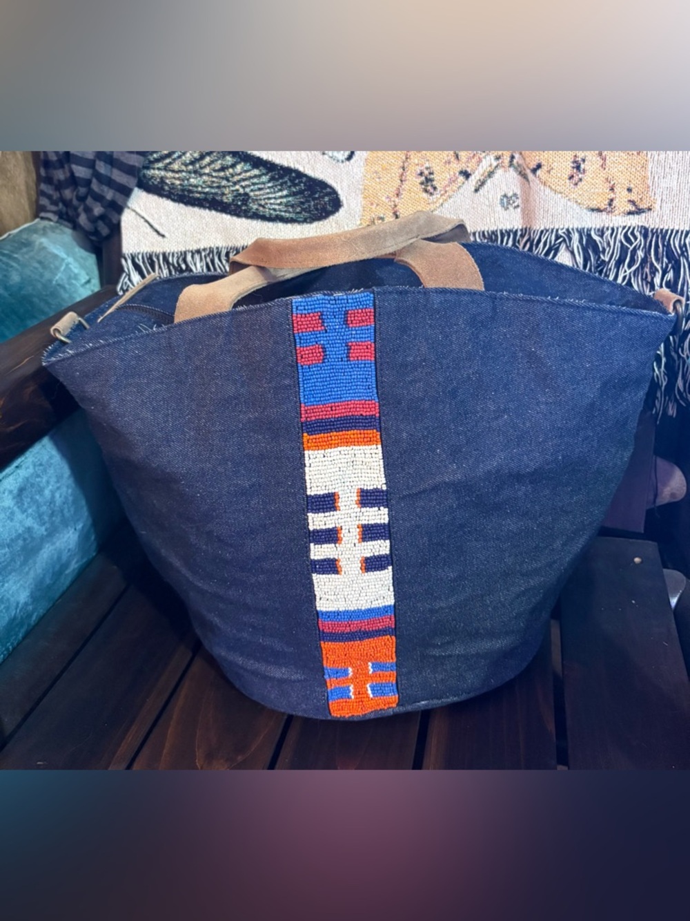 Parker Thatch Denim Bucket Bag w/ D Rings- see description - Picture 10 of 16